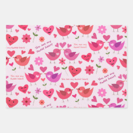 Namorados ama pássaros padrão vermelho e rosa