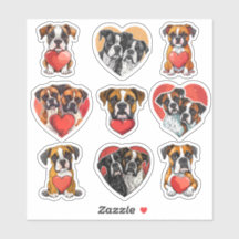 Namorados Boxer Dog conjunto de 9 adesivos