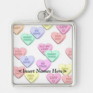 Namorados Candy Hearts Casais de padrões Chaveiro