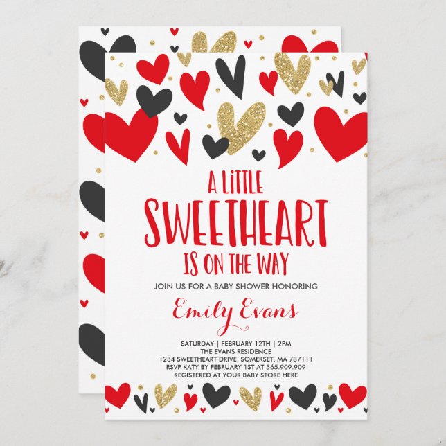 Namorados Convite para Chás de fraldas Sweetheart  (Frente/Verso)