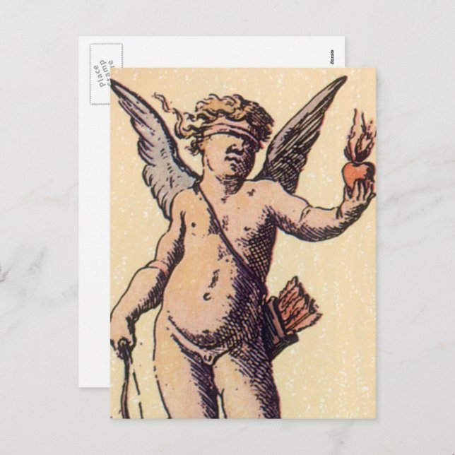 Namorados Cupido Clindfolado, Cartão Vintage Tarot (Frente/Verso)
