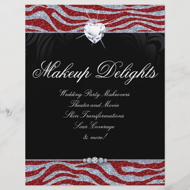 Namorados de Jewelry Flyer Hair Salon Zebra Glitte (Frente)