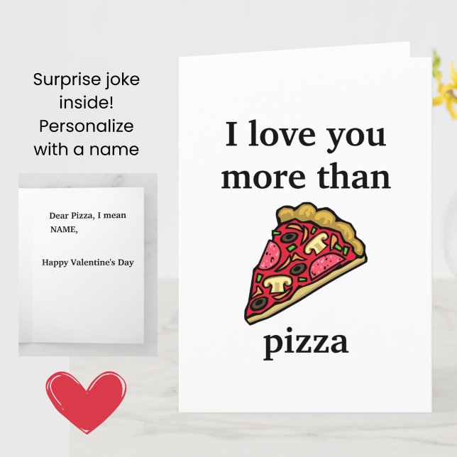 Namorados engraçado - Eu te amo mais do que cartão (A funny joke Valentine's Day card for pizza lovers!)