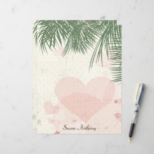Namorados Palm Tree Romanic Beach Papel de carta