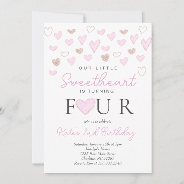 Namorados Quarto Convite de Aniversário (Frente)