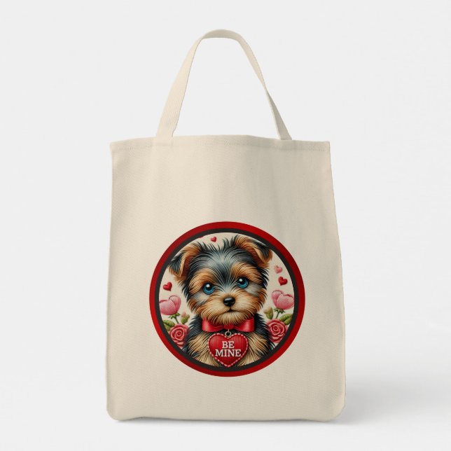 Namorados Yorkie Seja minha Bolsa de compra reutil (Verso)