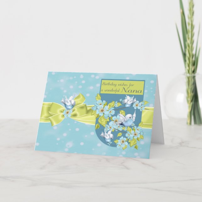 Nana, Cartão de Saudação de Aniversário com Pássar (Frente)