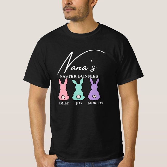 Nana/Vovó/Mimi - Camiseta Personalizável de Coelhi (Frente)