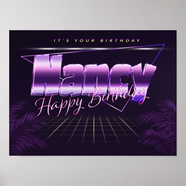 Nancy Name Vorname lila retro Poster Geburtstag (Frente)