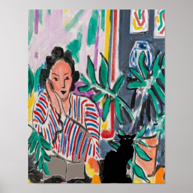 Nancy on Cell Phone & Cat, adicione texto, Poster (Frente)