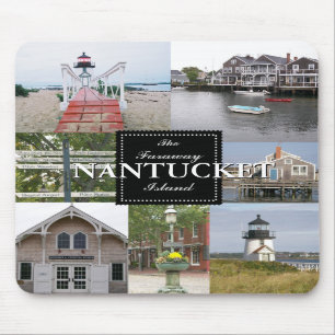 Nantucket a colagem distante Mousepad da ilha