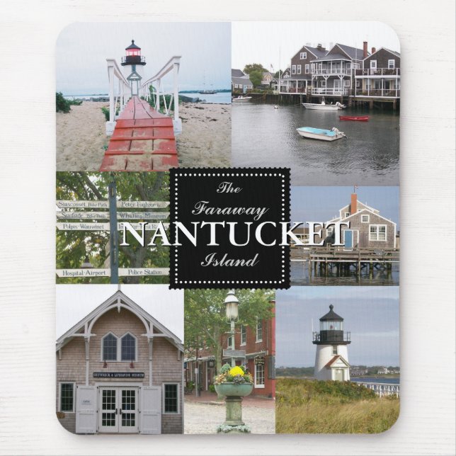 Nantucket a colagem distante Mousepad da ilha (Frente)