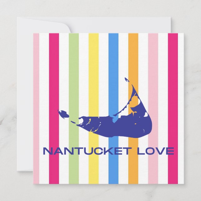 Nantucket Love Bright Bold Stripe FlatCard (vazio) (Frente)
