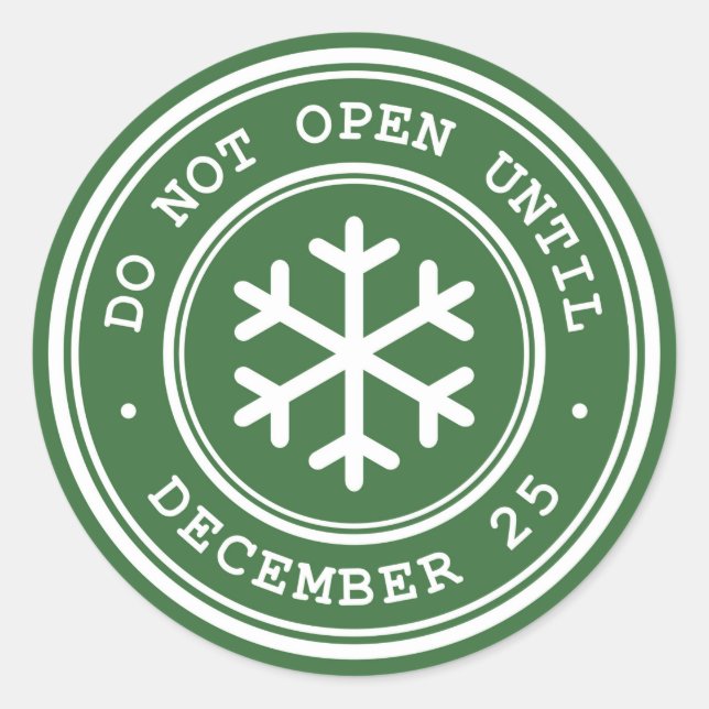 Não Abrir Até A Etiqueta De Presente De Natal Verd (Frente)