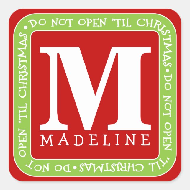 Não Abrir Até O Natal Personalizar O Adesivo De Pr (Frente)