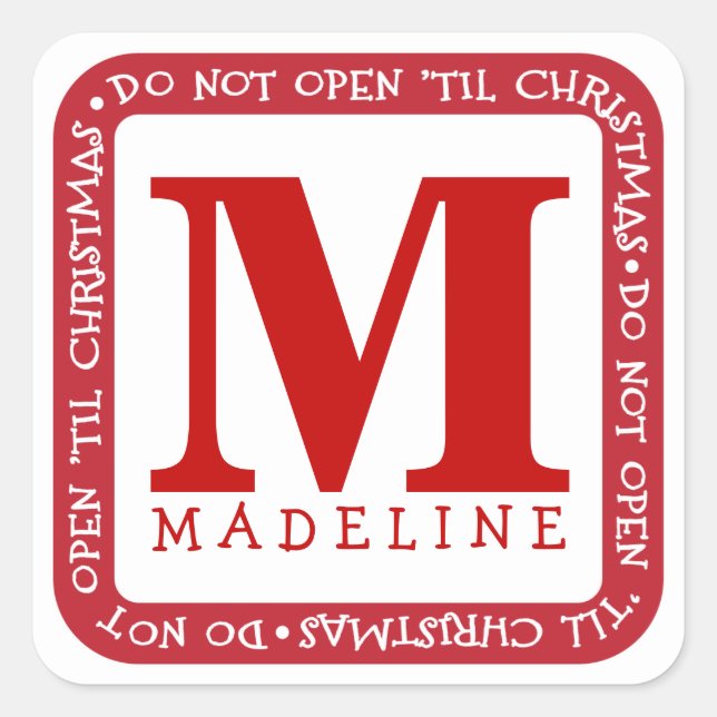 Não Abrir Até O Natal Personalizar O Adesivo De Pr (Frente)