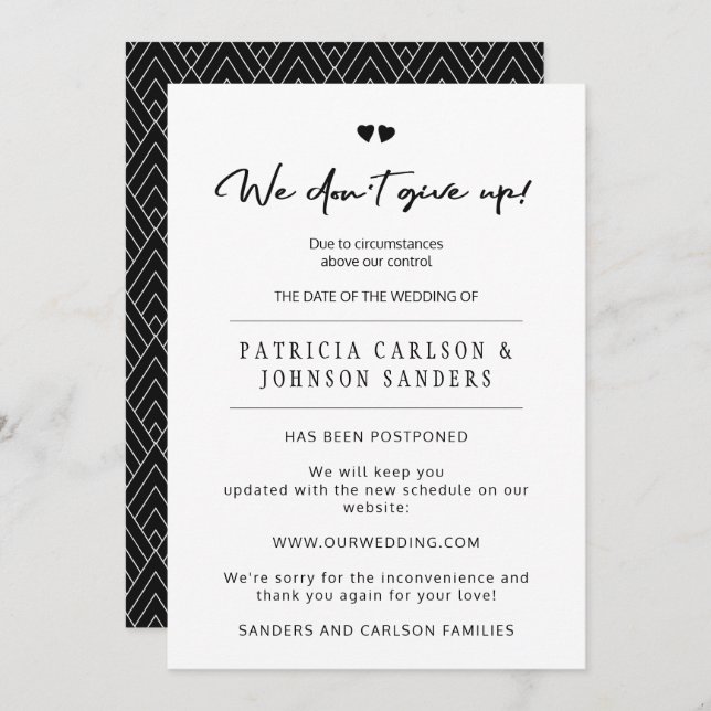 Não desistimos do anúncio de casamento adiado (Frente/Verso)