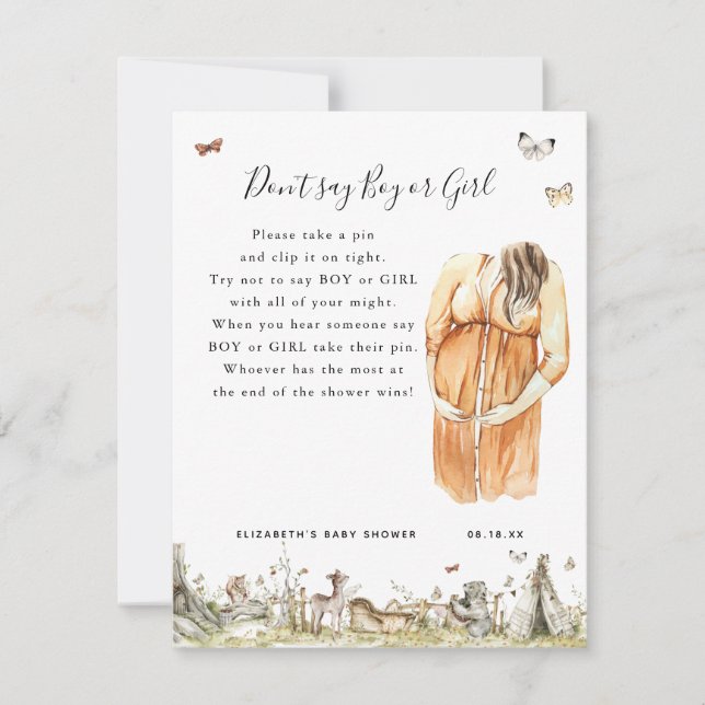 Não diga garoto ou garota | Jogo Chá de fraldas (Frente)