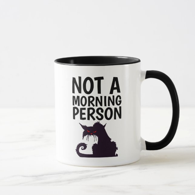 NÃO É UMA PESSOA MATINAL GATO CANECAS DE CAFÉ ENGR (Direita)
