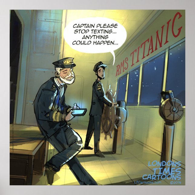 Não envie SMS e Titanic Engraçado Poster (Frente)