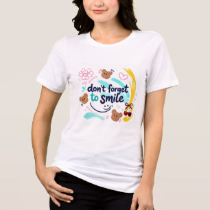 Não Esqueça de Sorrir Camiseta Cute Kawaii Posit