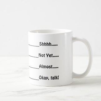 Não fale contudo caneca de café