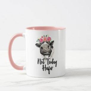 Não hoje copo floral engraçado da caneca da vaca