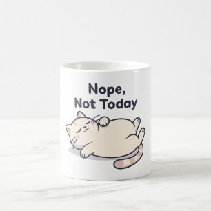 Não Hoje Gato Preguiçoso Caneca de Café Divertida