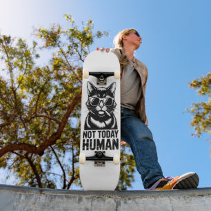 Não Hoje Humor de Gato Humano Skate