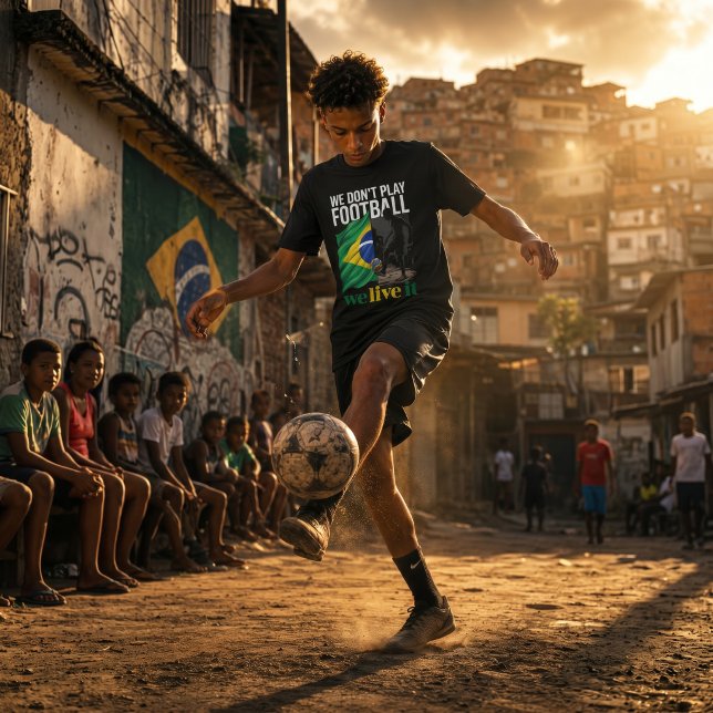 Não Jogamos Futebol, Nós Vivemos Ele Camisa de Fã  (Brazil street football culture brought to life — a bold fan shirt for supporters who don’t just play)