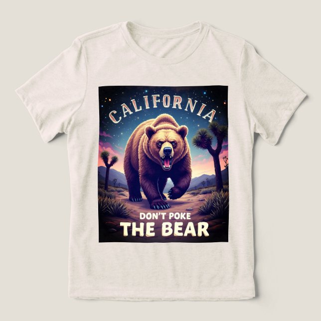 Não Põe o Urso na Califórnia na Bandeira Tee (Design frontal)