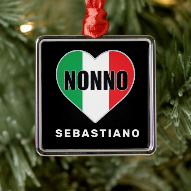Não receber Ornamento (Nonno (grandpa) Italian Flag Heart personalized Christmas ornament)