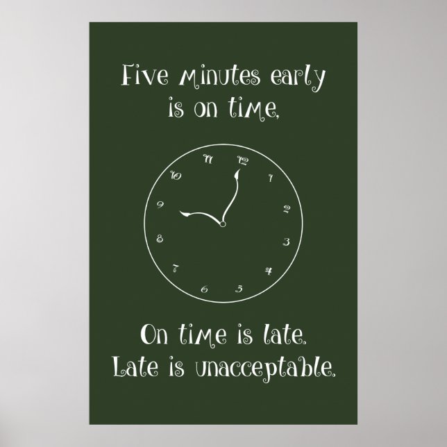 Não se atrase! Poster de sala de aula (Frente)