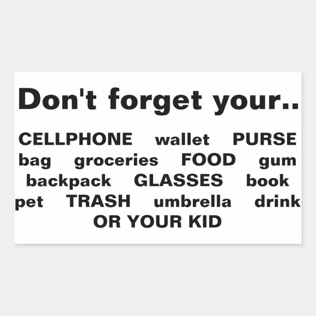 Não se esqueça de seu telefone/bolsa... adesivos d (Frente)