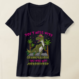 Não se meta com a camiseta Grannysaurus V-Neck