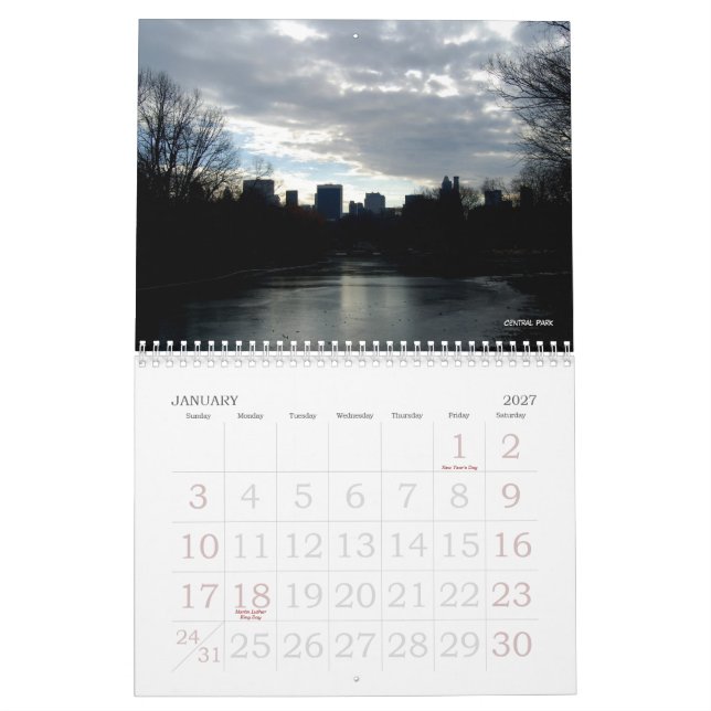 Não seu calendário médio da Nova Iorque (Jan 2027)