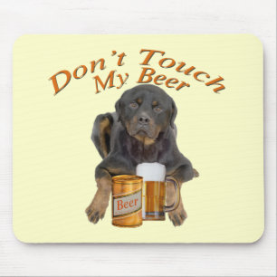 Não toque em minha cerveja Rottweiler Mousepad