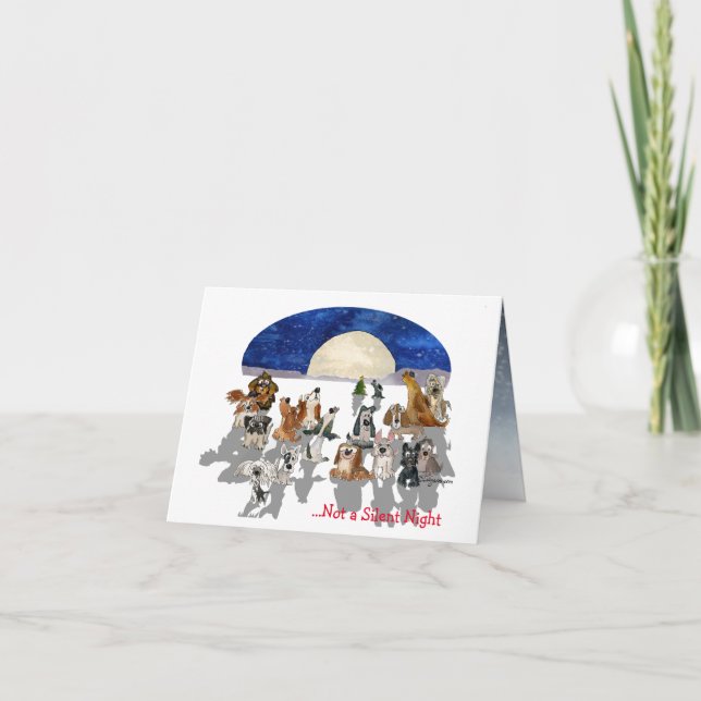 Não... um Cartão de Cartoon de Cães de Natal Silen (Frente)