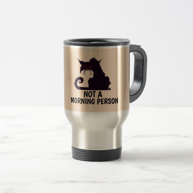 NÃO UMA CANECA DE VIAGEM DE GATO DA MANHÃ (Frente Esquerda)