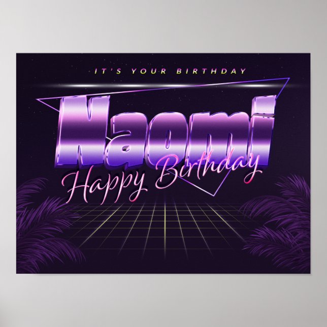 Naomi Nome Vorname lila retro Poster Geburtstag (Frente)
