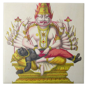 Narasimha, gravado por de Marlet (litho da cor)