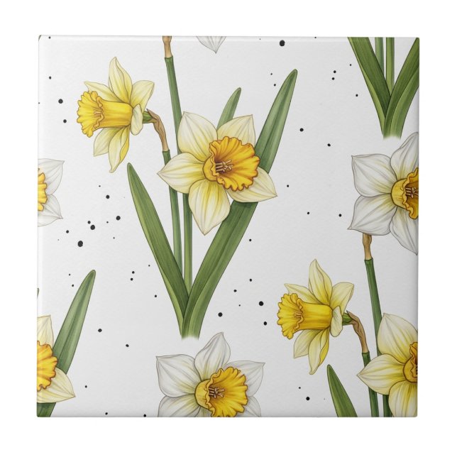Narciso Floral de Primavera em Amarelo e Verde Sua (Frente)