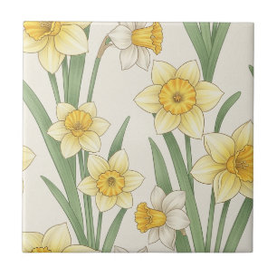 Narciso Floral de Primavera em Amarelo Suave e Ver