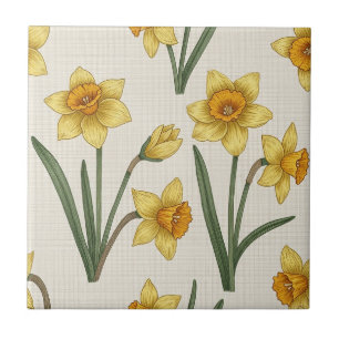 Narciso Floral de Primavera em Amarelo Suave e Ver