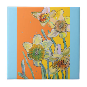 Narciso Floral Flor de Aquarela Laranja Amarelo