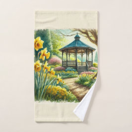 Narcisos na Primavera Toalha de Mão de Aquarela