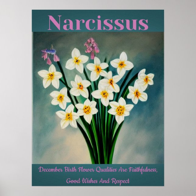 Narcissus - Poster de Qualidades da Flor de Nascim (Frente)