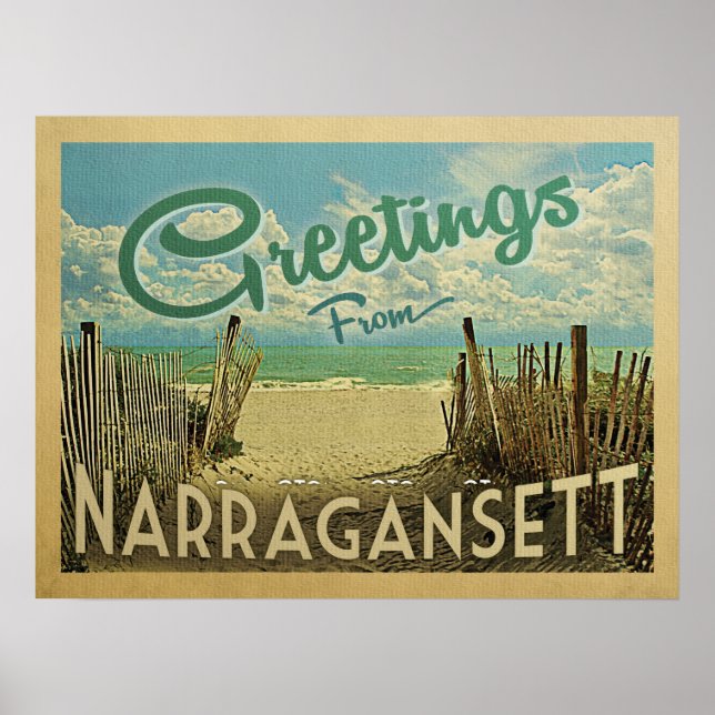 Narragansett Poster Beach Viagens vintage (Frente)