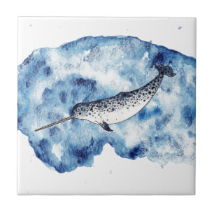 Narwhal em um respingo do watercolour