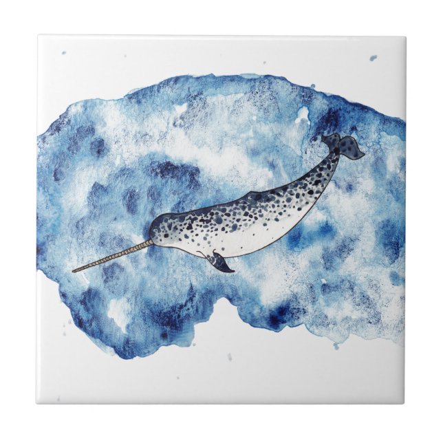 Narwhal em um respingo do watercolour (Frente)